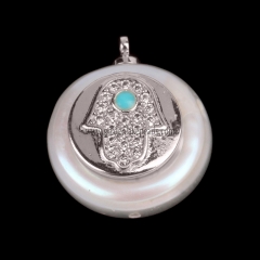 Natural Freshwater Pearl With Brass Charm/Pendant, Approx 13-16mm, sale by piece
