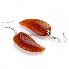 Red Agate Wing Earring with Base Metal, Sale by Pair