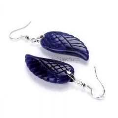 Sodalite Wing Earring with Base Metal, Sale by Pair