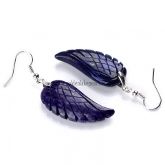 Lapis Lazuli Wing Earring with Base Metal, Sale by Pair