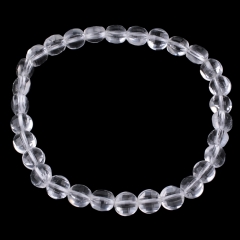 Clear Quartz Faceted Coin Bracelet, Approx 18-19cm