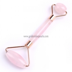 Natural Rose Quartz 2 Heads Beauty Roller For Women Beauty