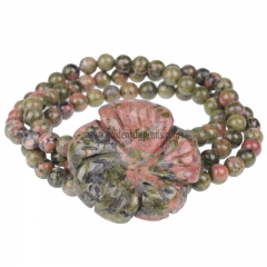 Unakite 6mm Bead Bracelet with 40mm Flower | Custom Style