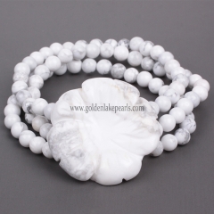 Howlite 6mm Bead Bracelet with 40mm Flower | Custom Style