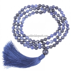 Sodalite Plain Round 8mm 108pcs Mala Knotted Necklace